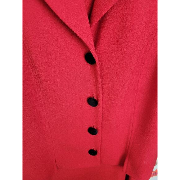 Leslie Belle Red Black Velvet Collar 2-Piece Formal Work Skirt & Jacket Size 8 - Picture 11 of 16